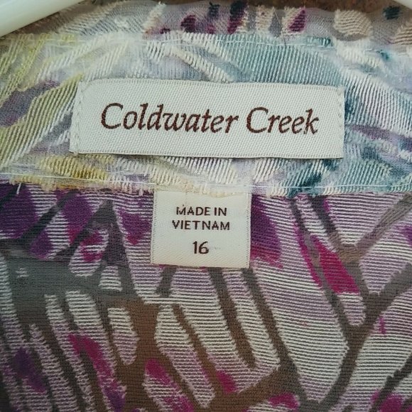 Coldwater Creek Sheer Floral Print Top Sheer Zippered Jacket Spring Plus Sz 16 - Picture 4 of 6